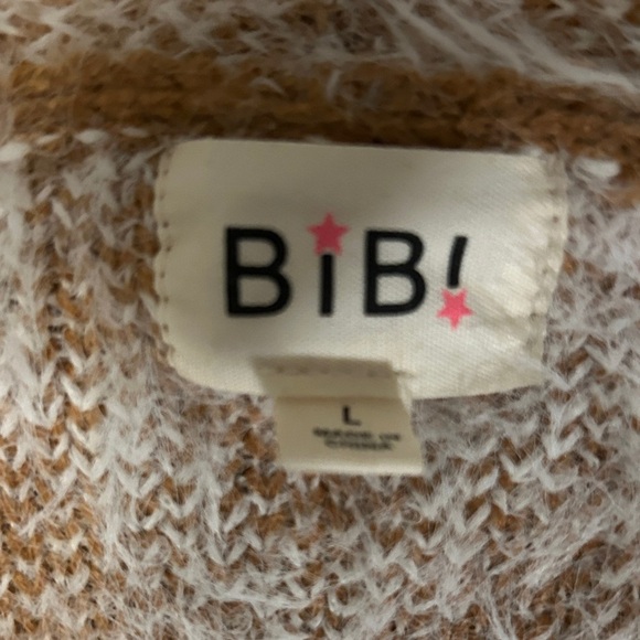 BiBi Women's Brown and White Geometric Cardigan - Picture 3 of 4